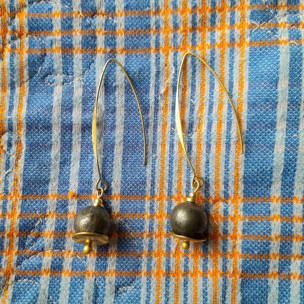 Handmade Modern Pyrite Dangles